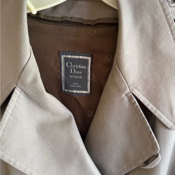 Vintage Christian Dior Monsieur Belted Trench Coat w/ Wool Lining GRAY Size 44L - Picture 3 of 16